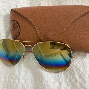 Ray-Ban Gold Large Metal Aviator Sunglasses Gradient